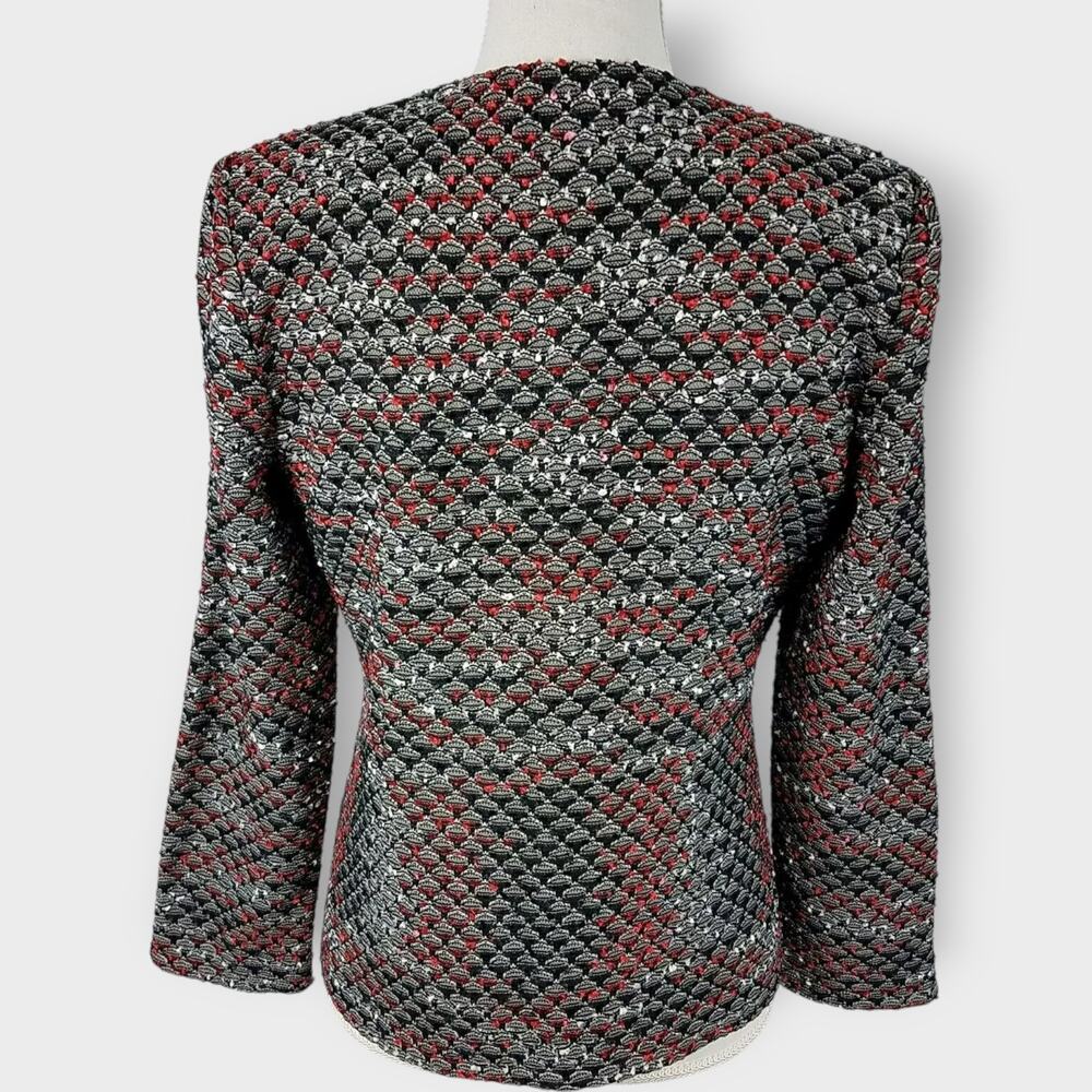 Misook Blazer Textured Long Sleeve Red Black Lined Business Career Size XS - Picture 2 of 8